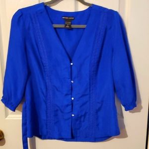 New York & Company Blue Satin Top